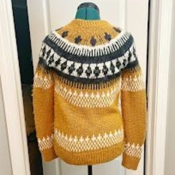 Lucky Brand Fair Isle Nordic Wool Crew Neck Pullover Knit Winter Sweater - Picture 7 of 9